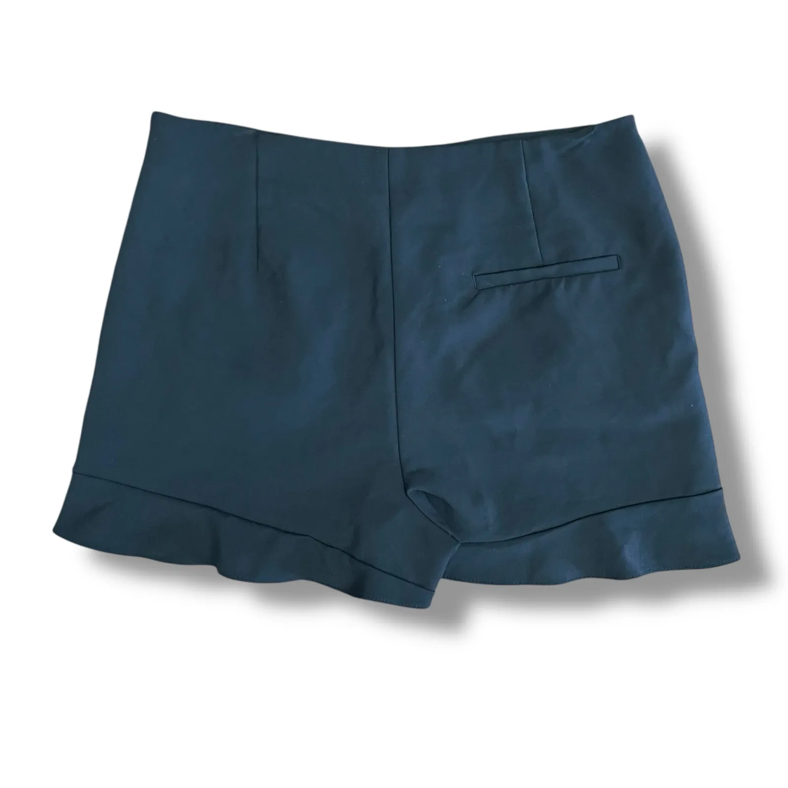 ZARA Black Ruffle Hem Tailored Shorts Women’s Size Large Cotton Blend Spain - Image 8