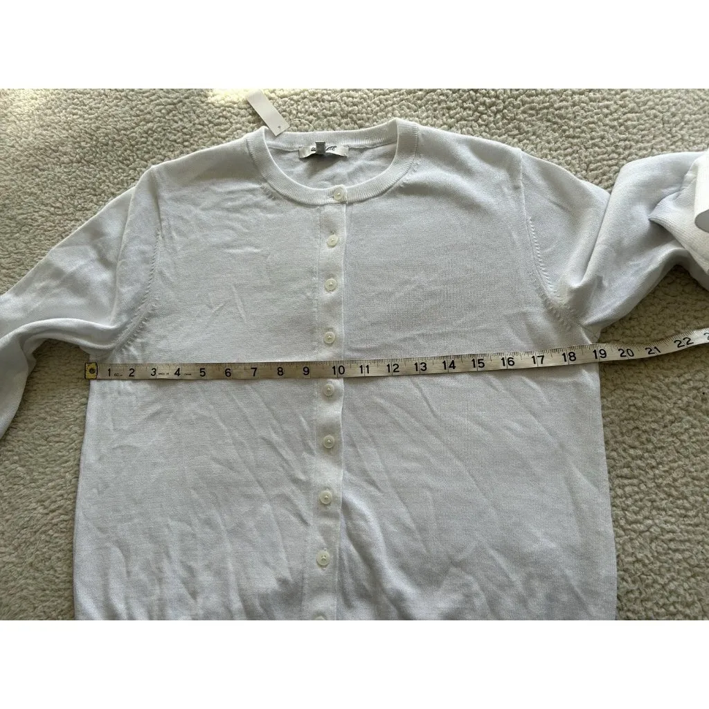Madewell June Crew Neck Cotton Cardigan White Size M - Image 14