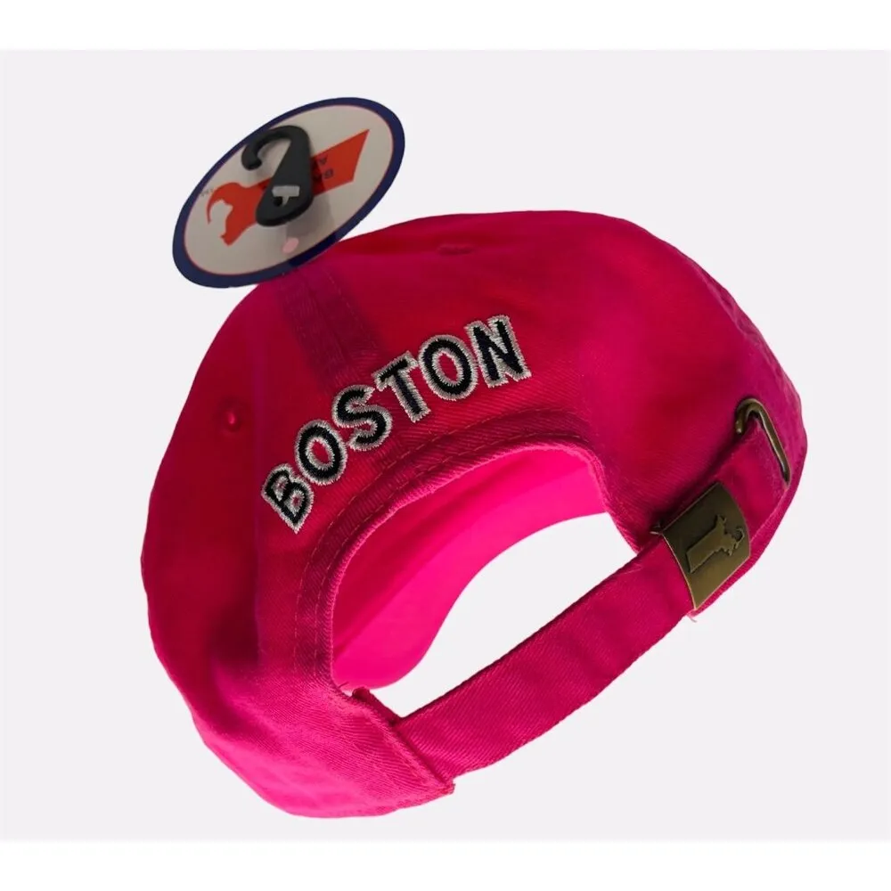 Boston massachusetts pink baseball cap hat for women 100% cotton, adjustable siz - Image 4