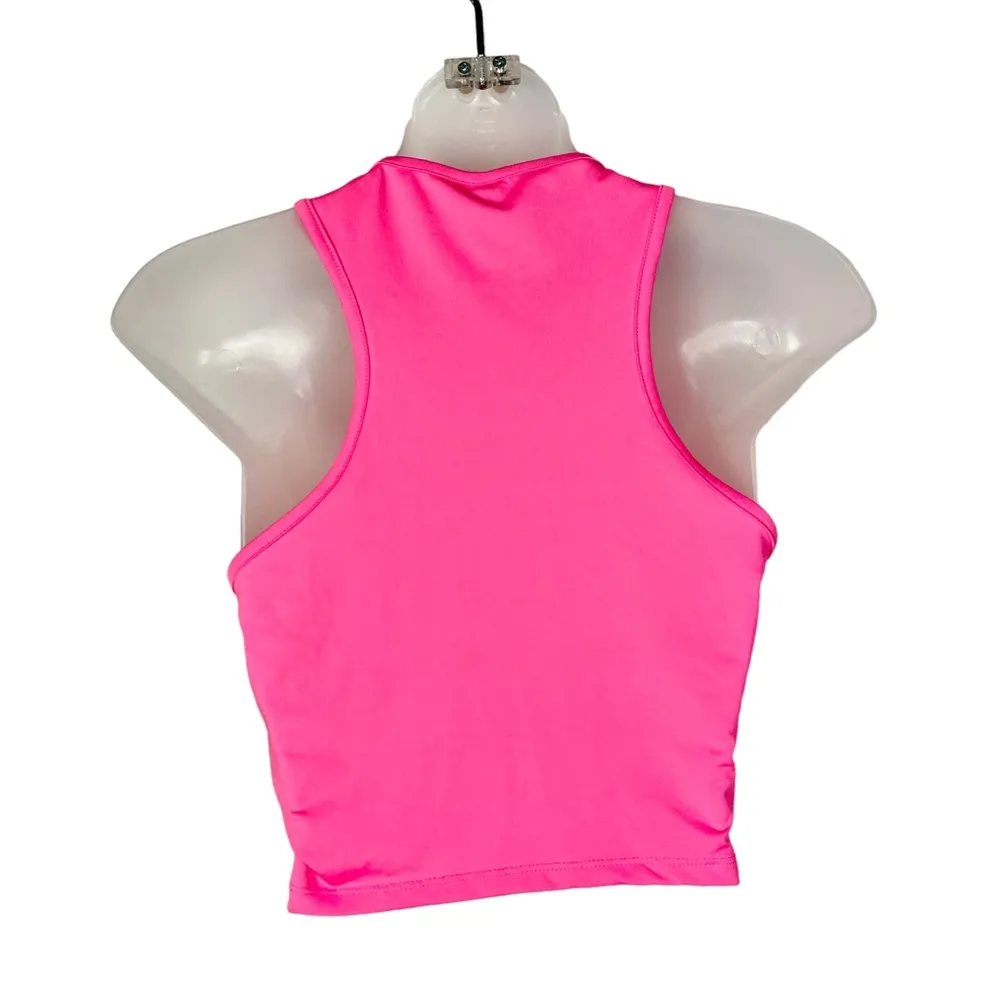 ASOS Hot Pink High Neck Racer Cropped Tank Top 6 - Image 2