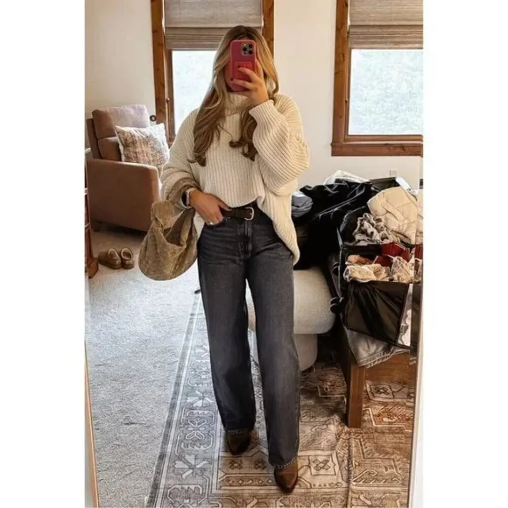 Free People  Swim Too Deep Turtleneck Sweater in Tea Size Medium - Image 2