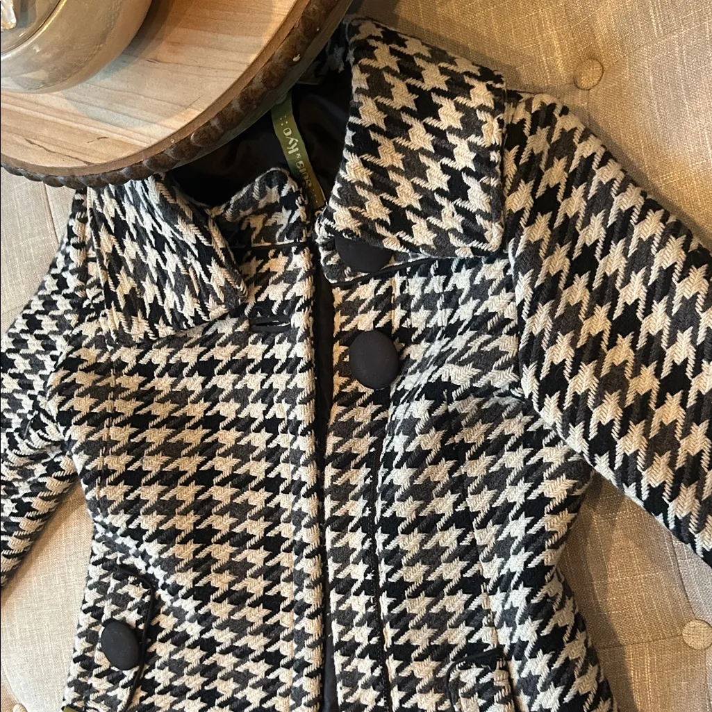 Soia & Kyo Wool Blend Creme Checkered Tweed Pea Coat Size‎ Medium - Image 5
