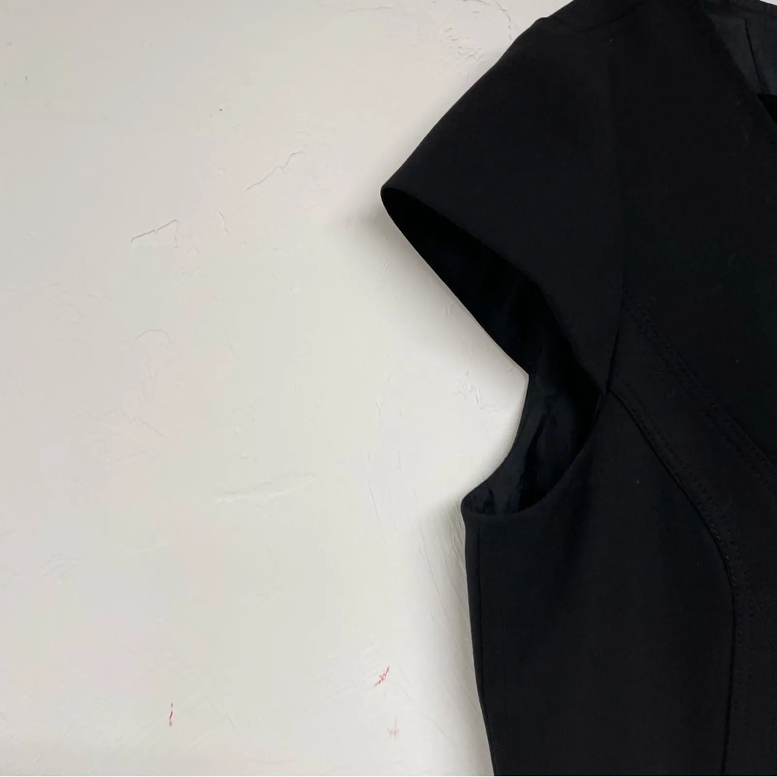 Tahari ASL Black Cap Sleeve Knee Length Sheath Dress Womens 14 Preppy Academia - Image 2