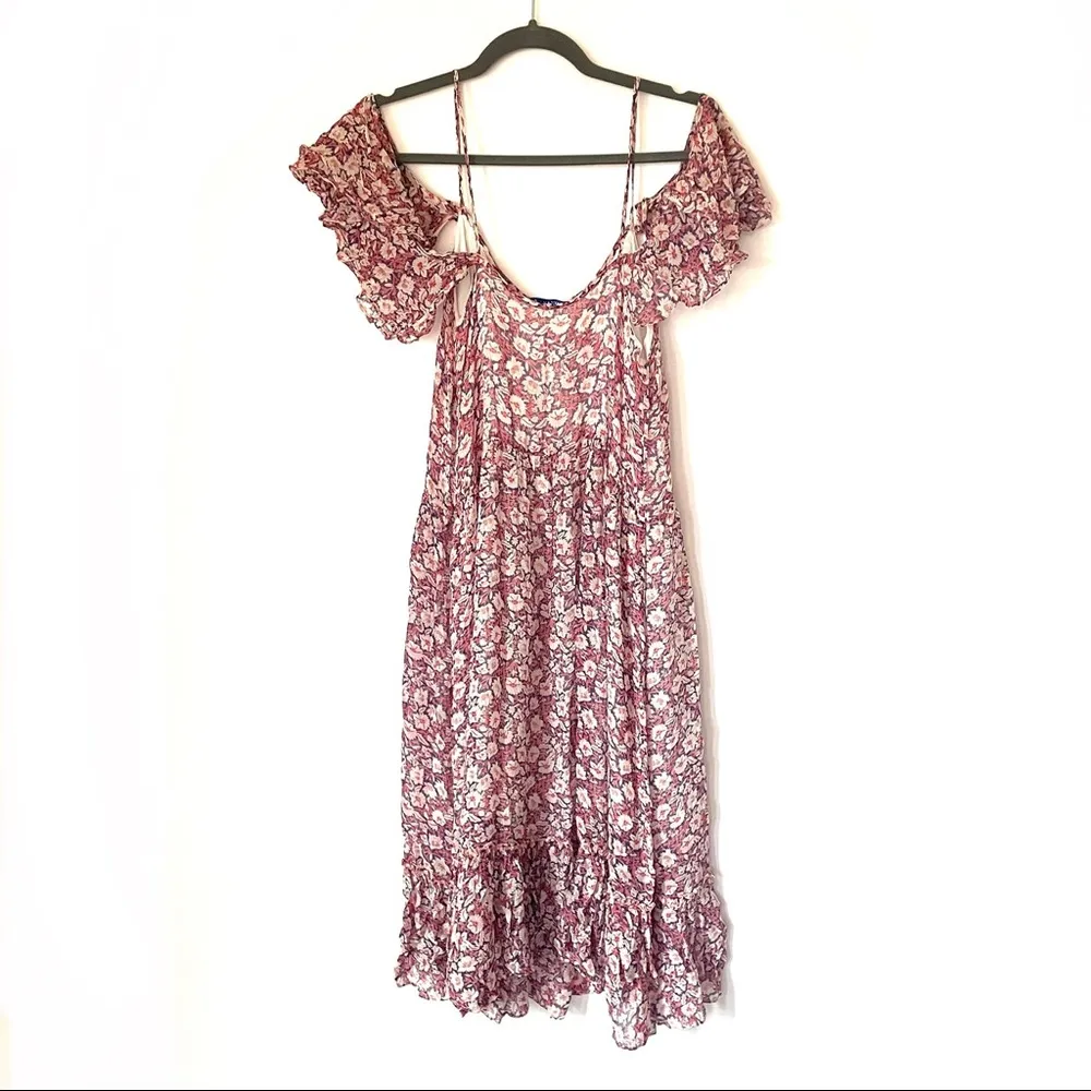 Buffy Poppy Floral Cold Shoulder Midi Dress Size Medium - Image 12