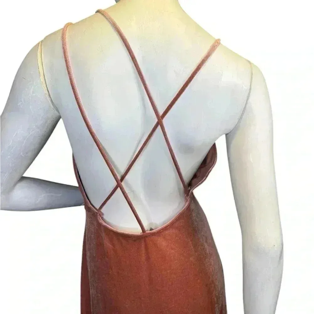 Lulus whimsical romance pink velvet faux-wrap maxi dress slits size medium.#67 - Image 8