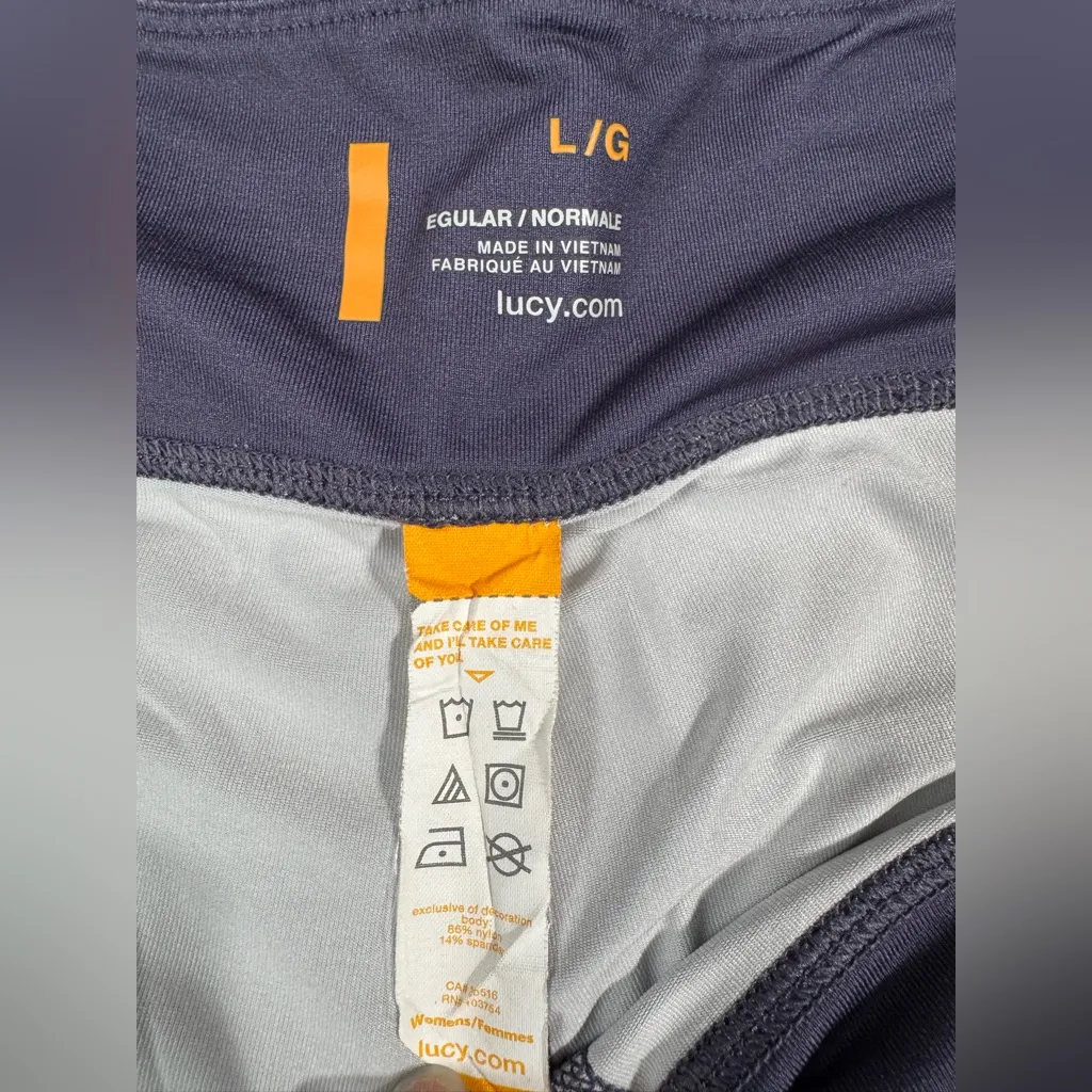 Lucy Yoga Legging Pants Womens L Large Colorful Aztec Mountains Stretch Blue - Image 2