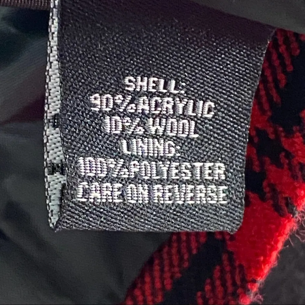 BRIGGS NEW YORK Black And Red Plaid Wool Blend Buttoned Blazer Jacket, Size 12 - Image 4