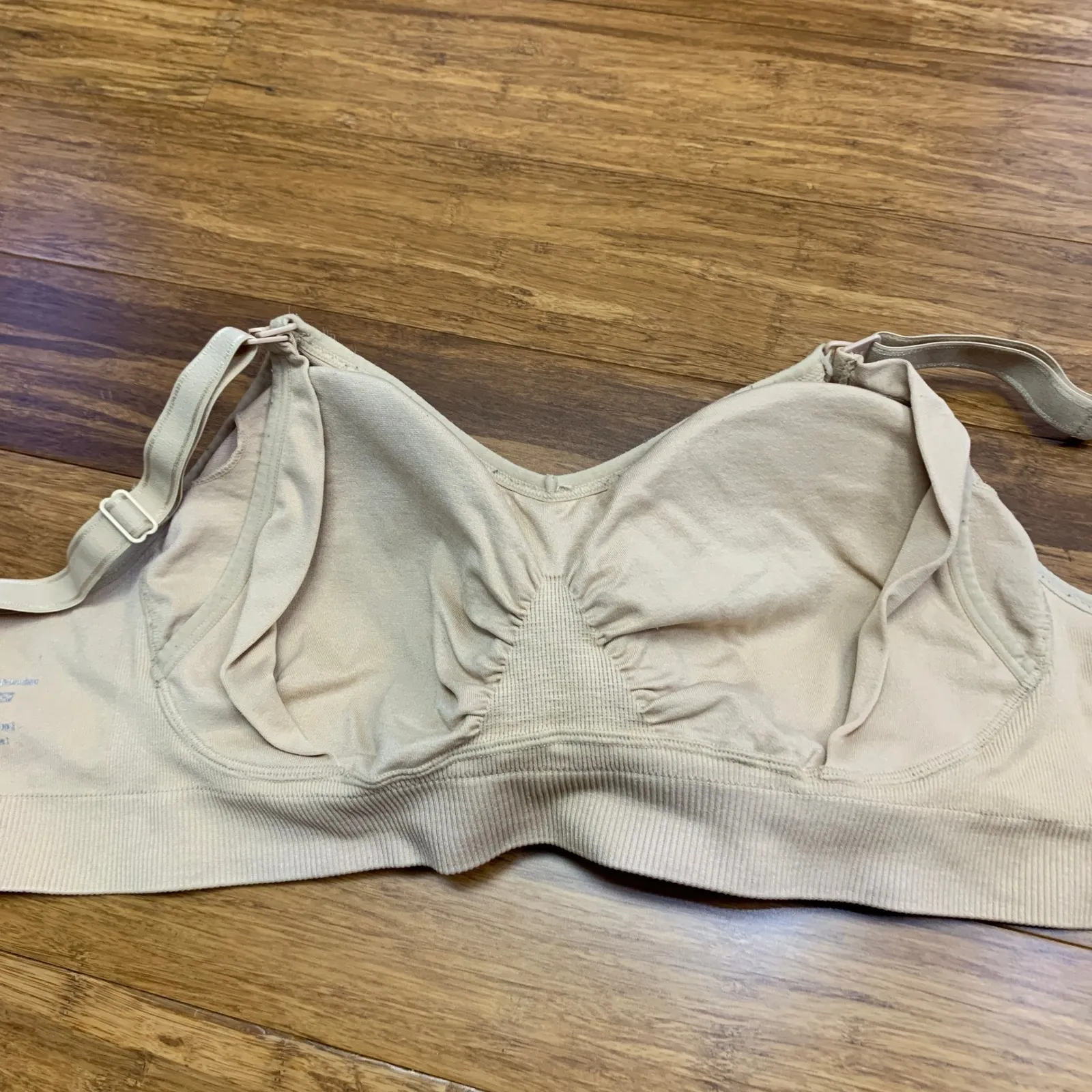 Hofish Nursing Bra Womens Size XL Beige Sleep Maternity Wireless Comfort Padded Tan - Image 5