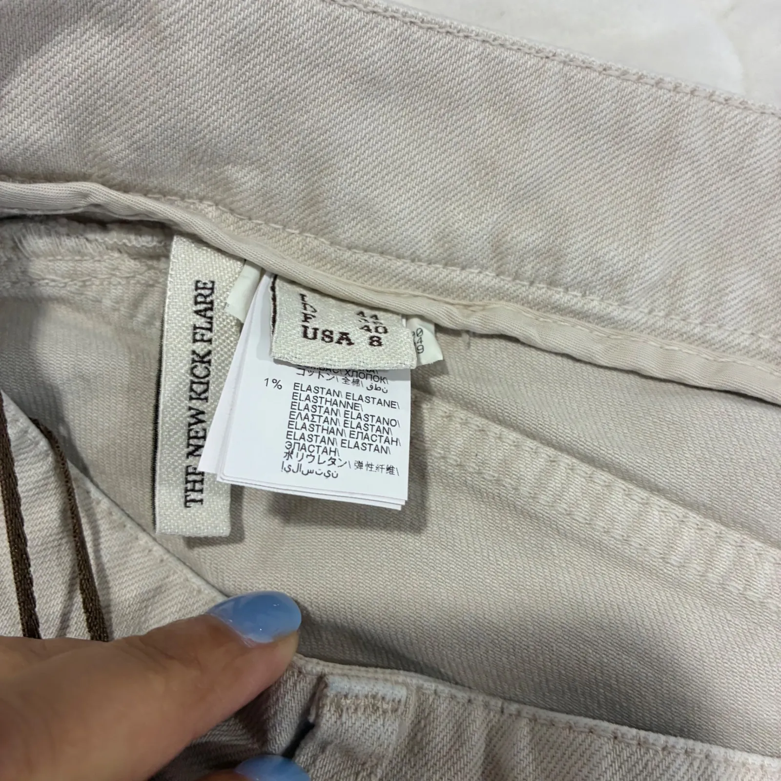 Brunello Cucinelli High Waisted New Kick Flare Jeans Beige Cotton Blend Size 8 - Image 3