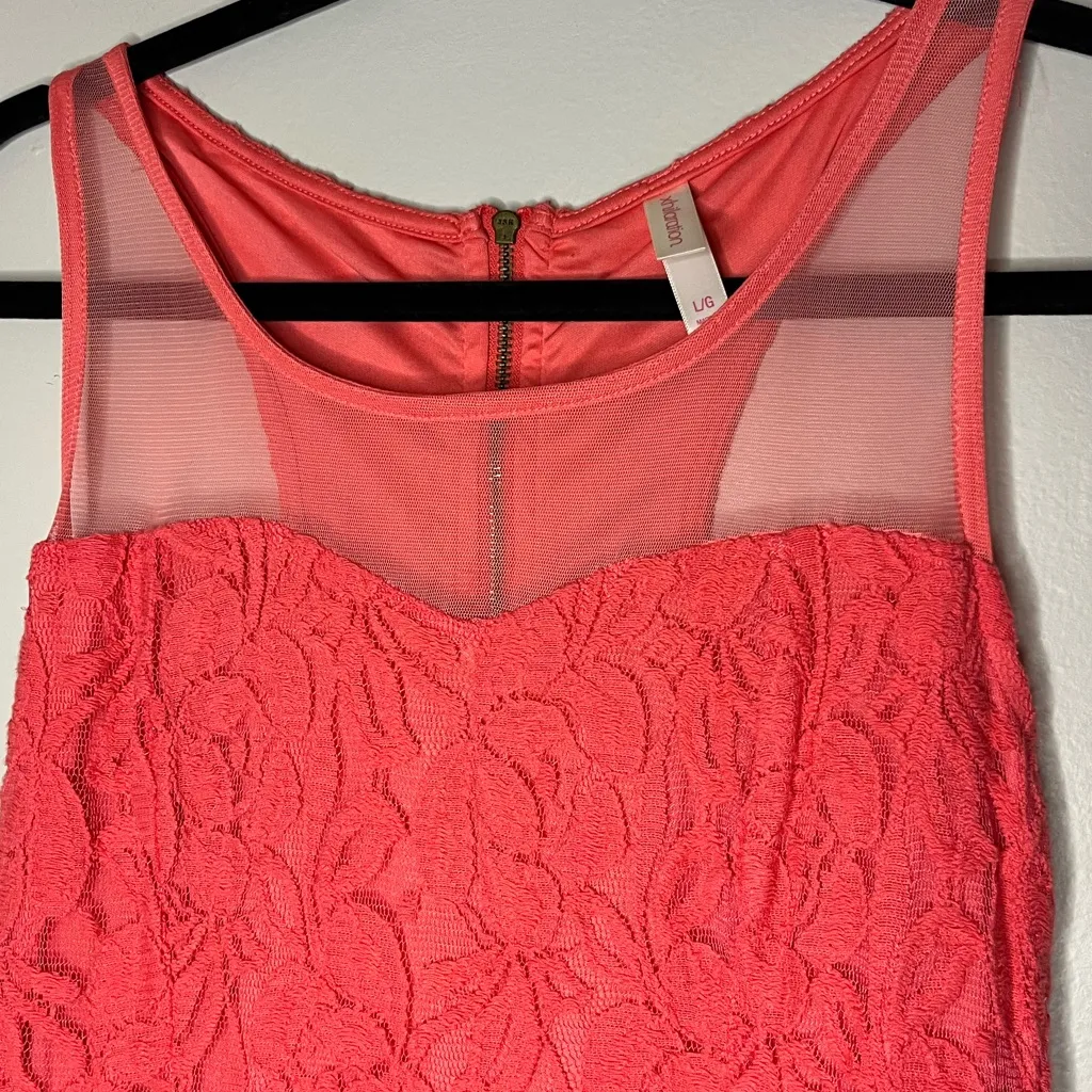 Xhilaration Coral Pink Sleeveless Lined Lace Dress Women’s Size Large - Image 2