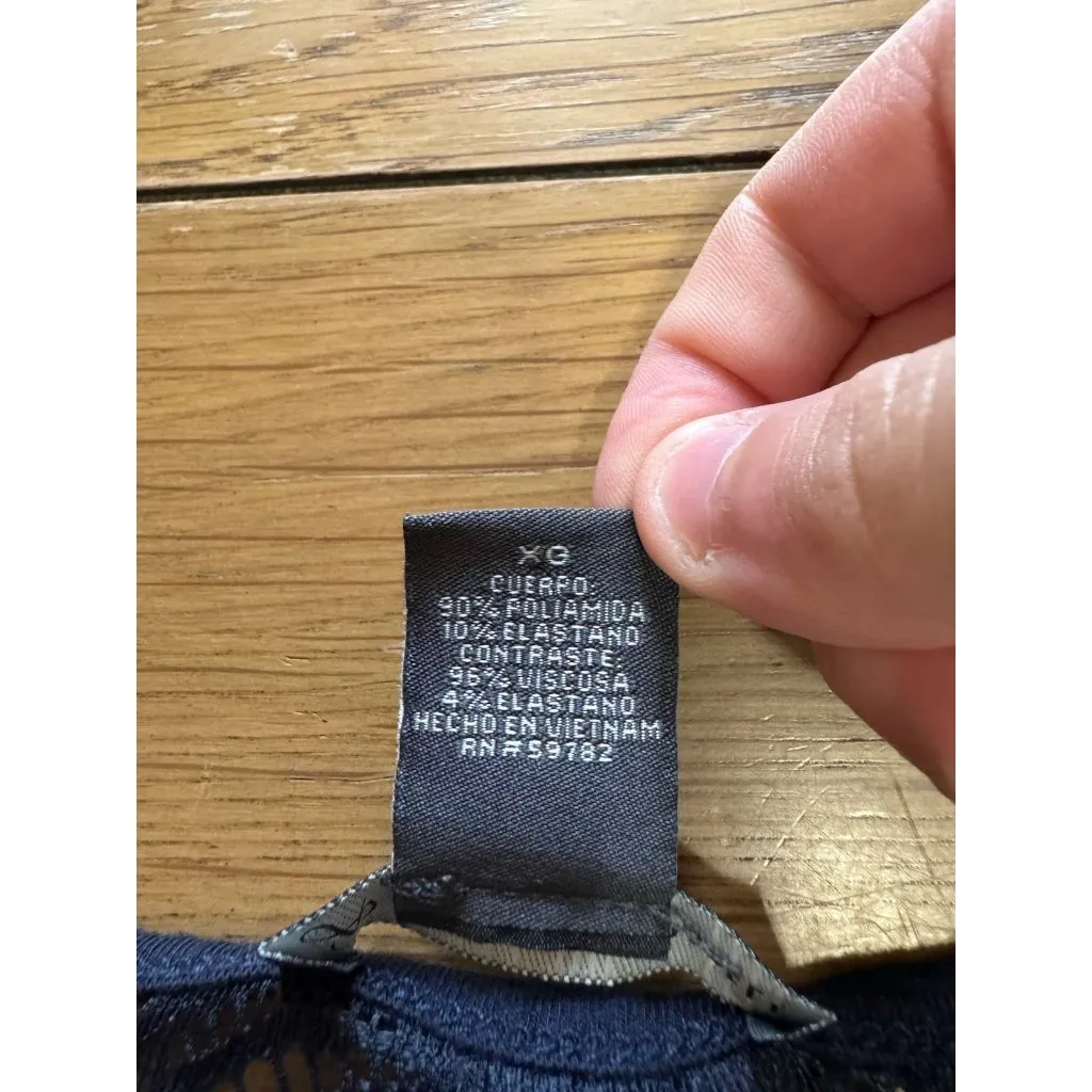 Adrianna Papell Women's XL Blue Lace Overlay Stretch Sleeveless Tank Blouse‎ - Image 6