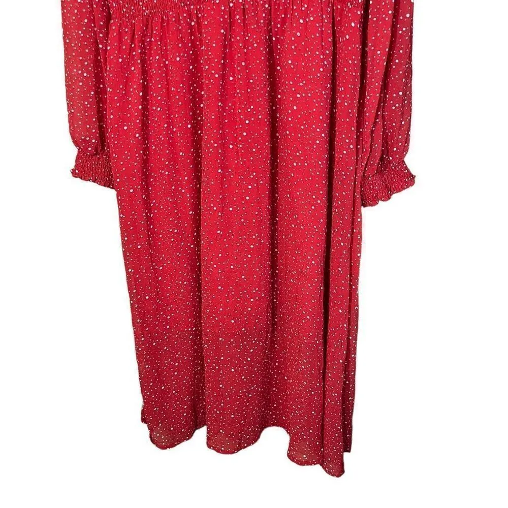 Suzanne Betro‎ Red and Ivory Polka Dot Button Front Dress XL - Image 9