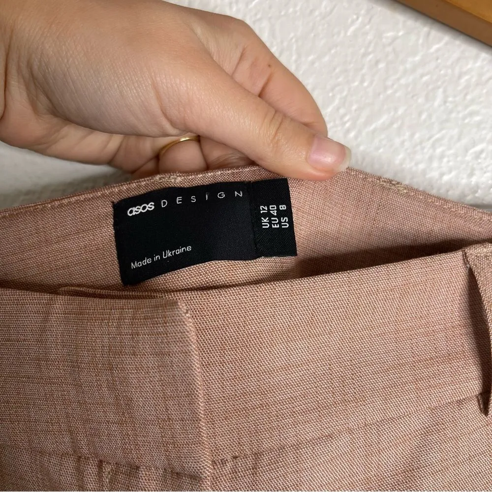 ASOS‎ High Waisted Neutral Brown Trouser Pants Size 8 - Image 4