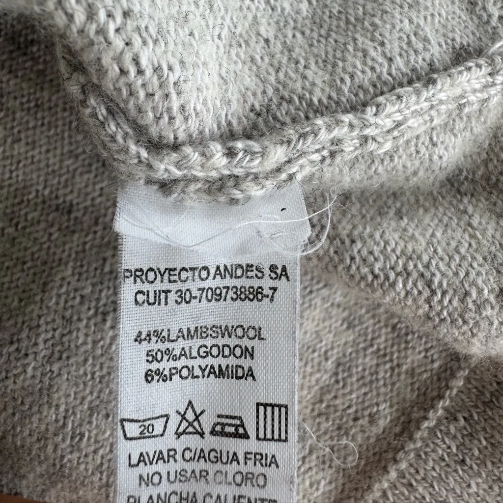 Del Cerro Patagonia Lt Gray Lambswool Cotton Shawl Collar Sweater Jacket Large - Image 5