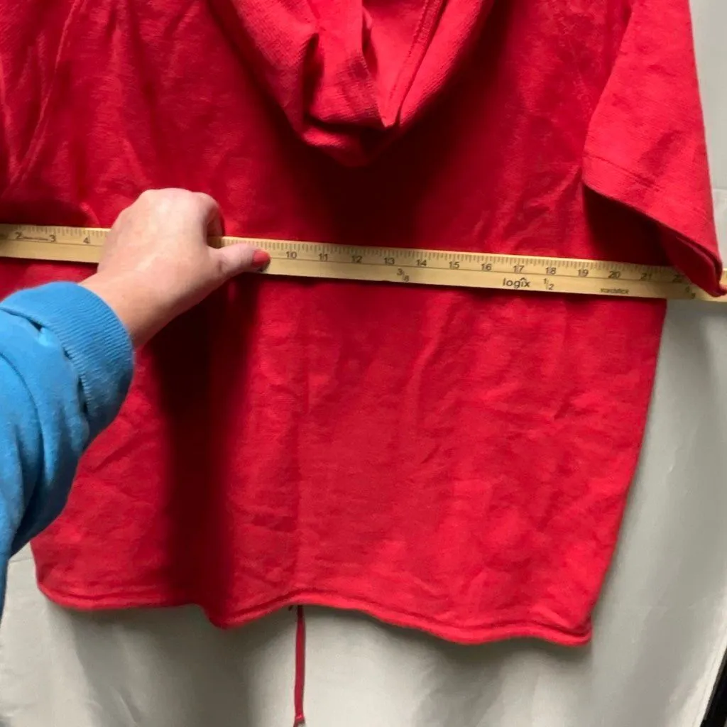 Liz Claiborne Woman size 1X red hooded zip front  top short sleeves. - Image 8