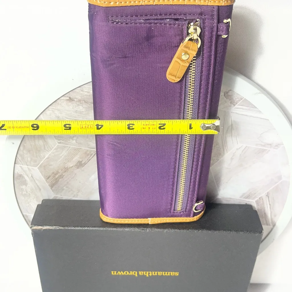 Samantha Brown Purple Travel Wallet Organizer Clutch Faux Leather Trim - Image 6