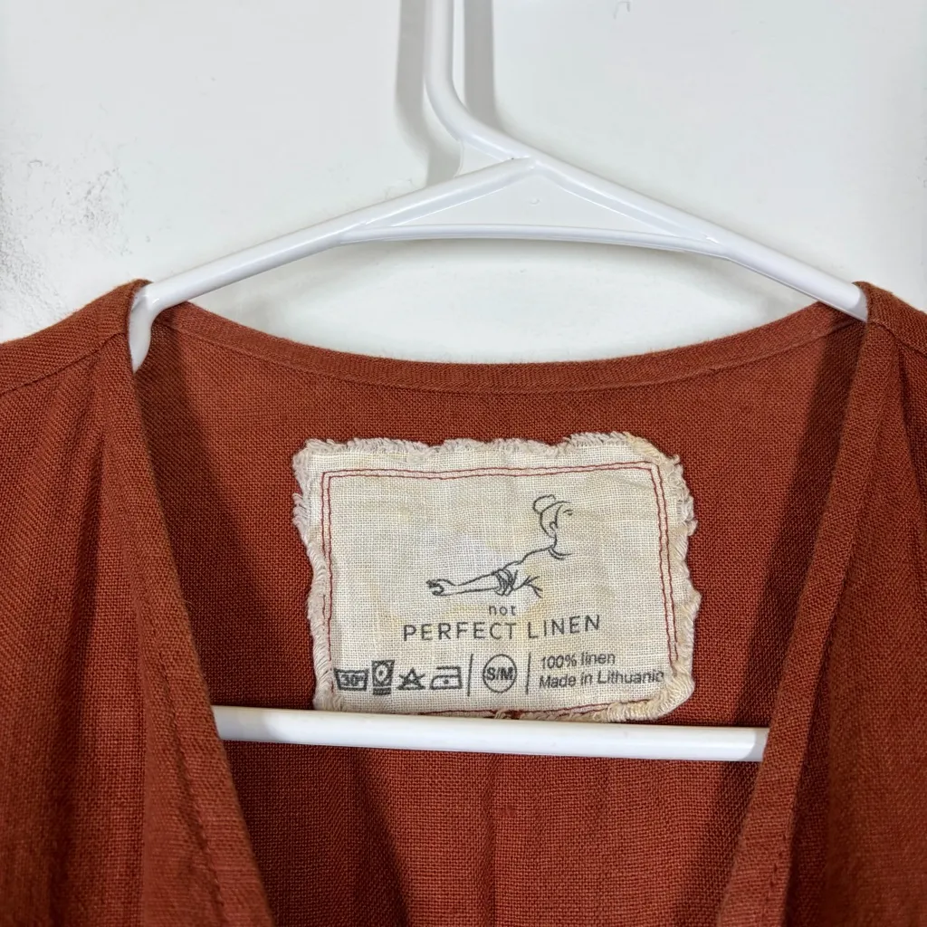 NotPerfectLinen Margaret Wrap Style Jumpsuit Size M/L Orange Size M - Image 11