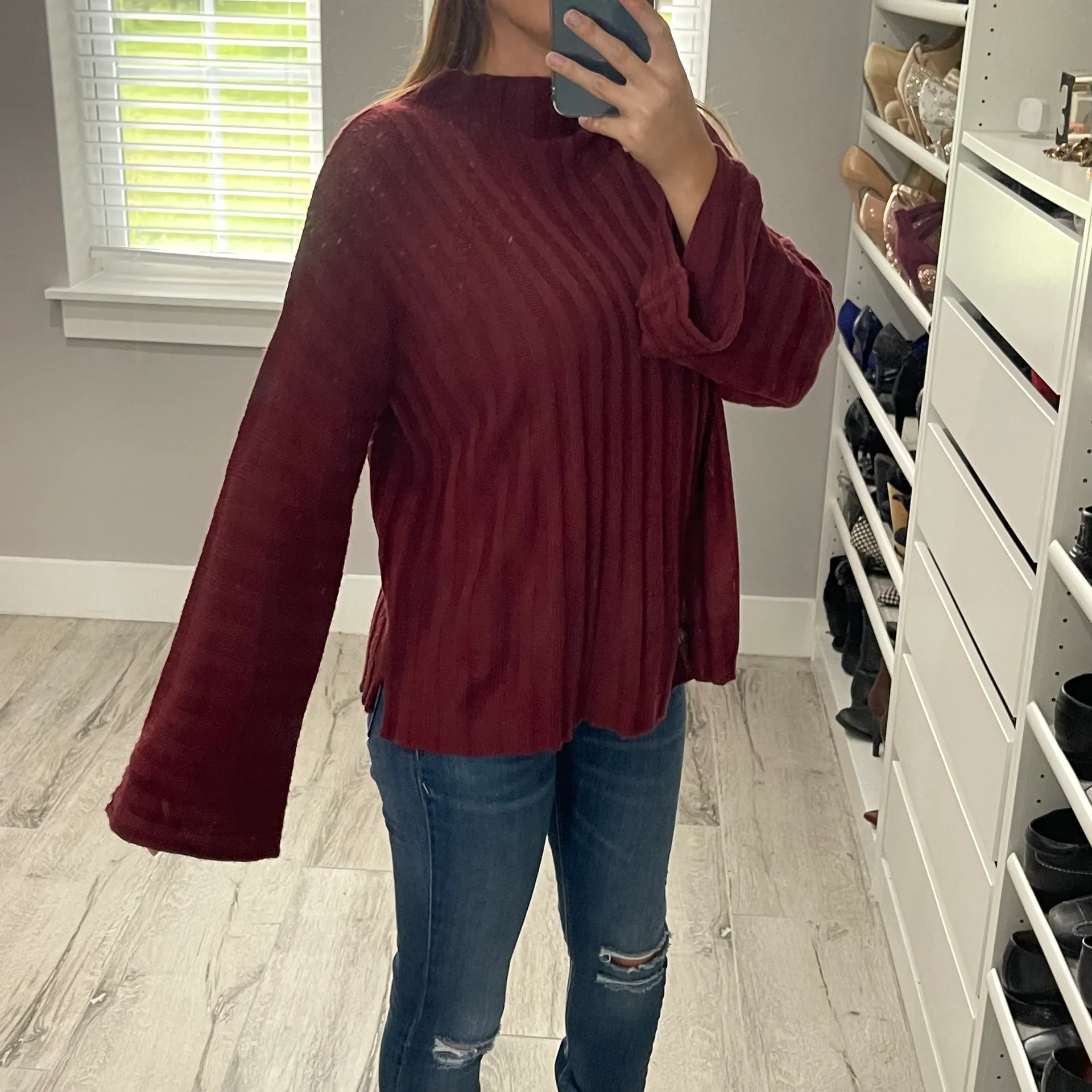 . Maroon Flare Sleeve Sweater - Image 5