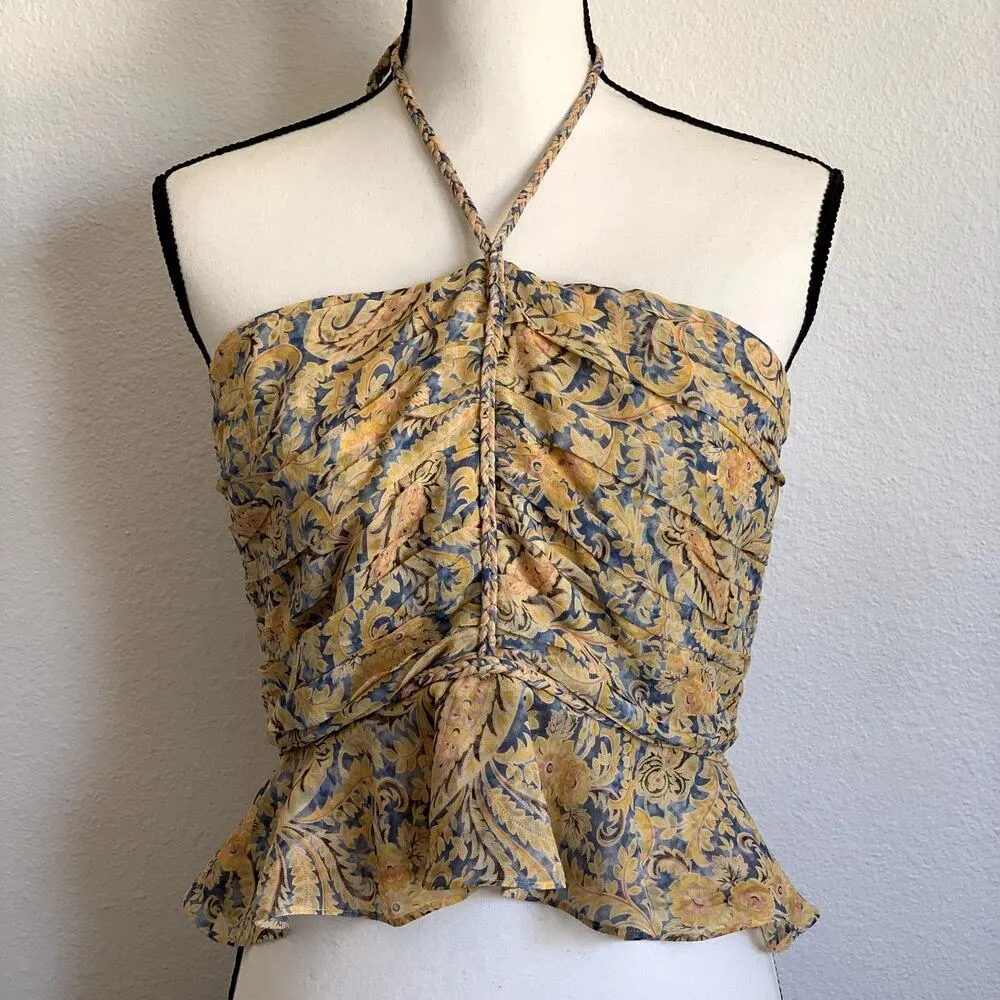 NEW Veronica Beard Arienne Gathered Halter Neck Silk Top - Image 4