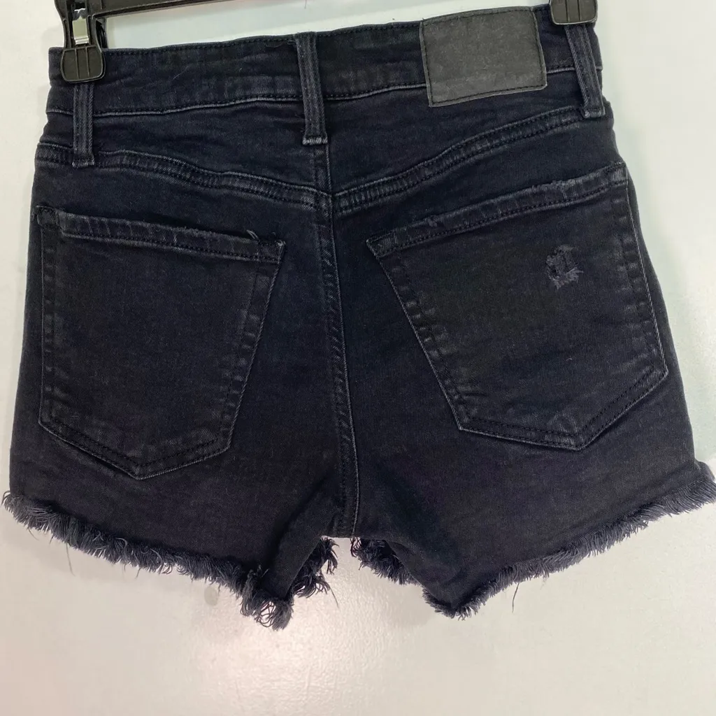 Aeropostale Women’s 0 Black Cut-Off Distressed Denim Shorts Stretch 5 Pockets - Image 2