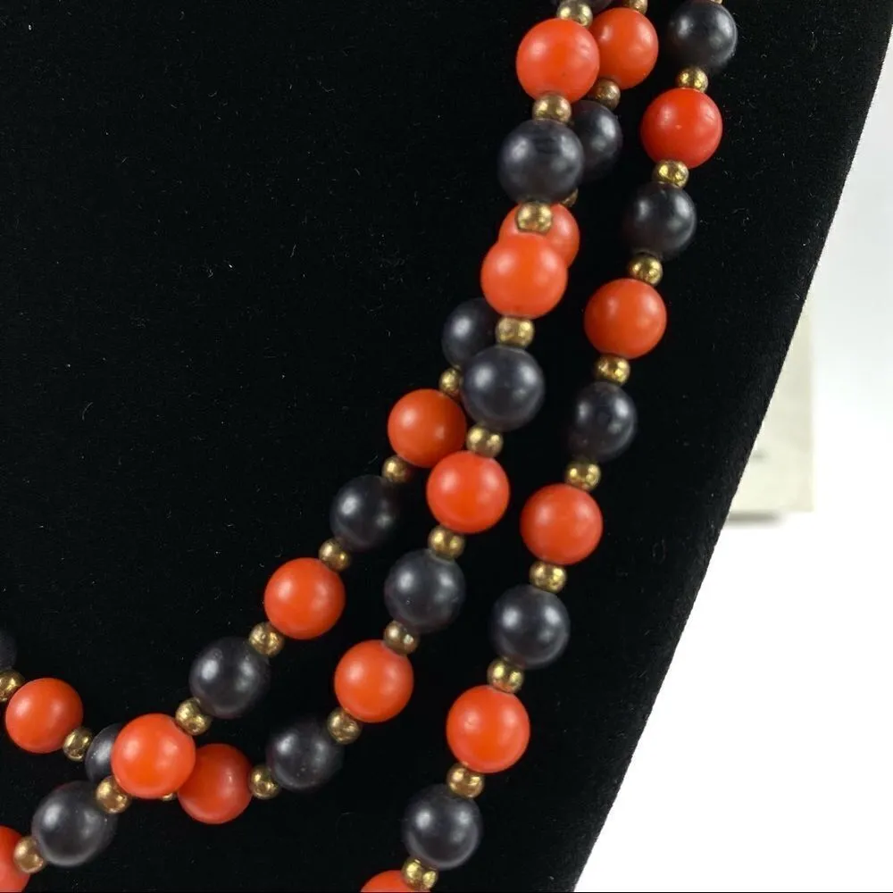 Black & Brick Beaded Multi Way Necklace - Image 3