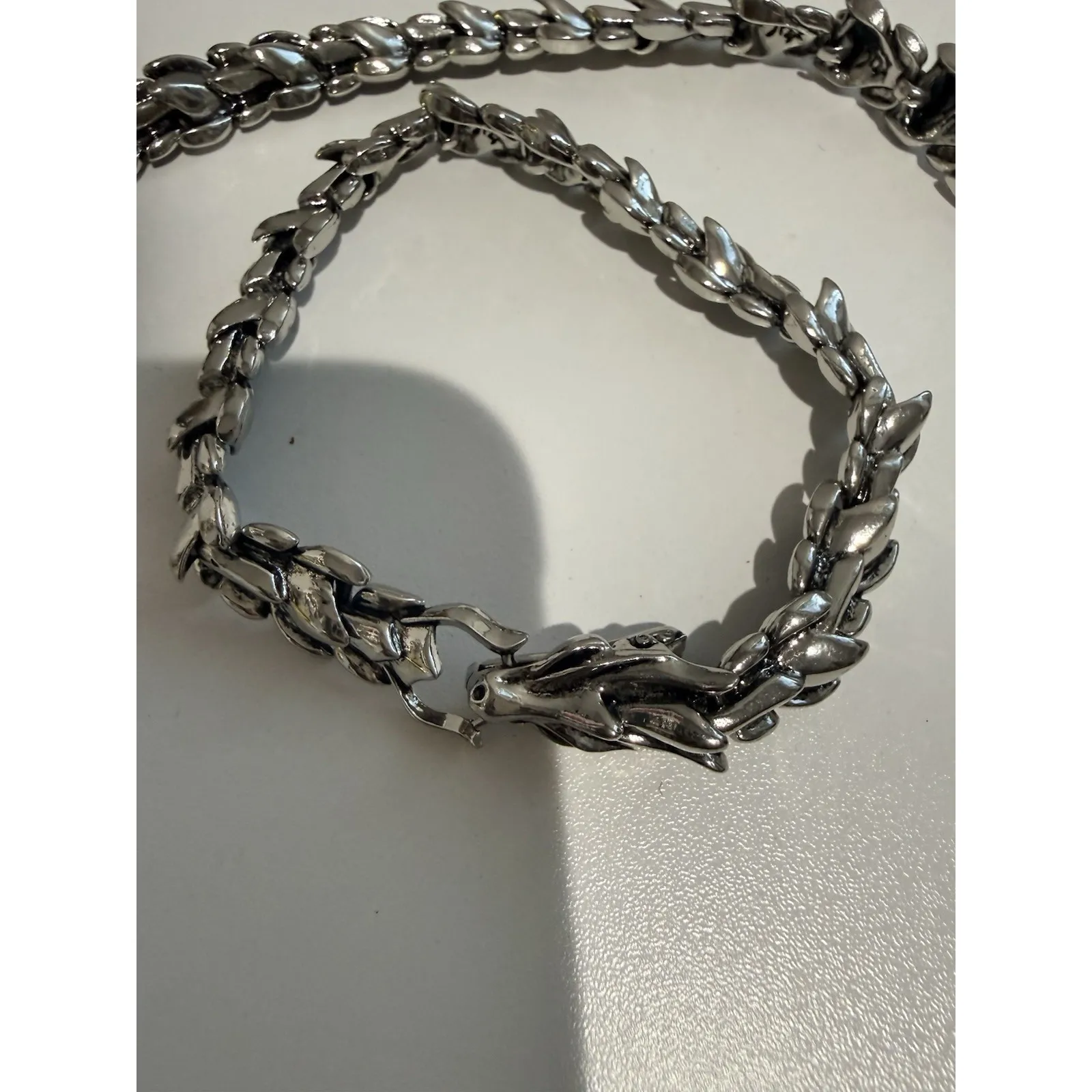 2 Mens/Womens Solid Sterling Silver Chain Dragon Bone Link Bracelet - Image 7