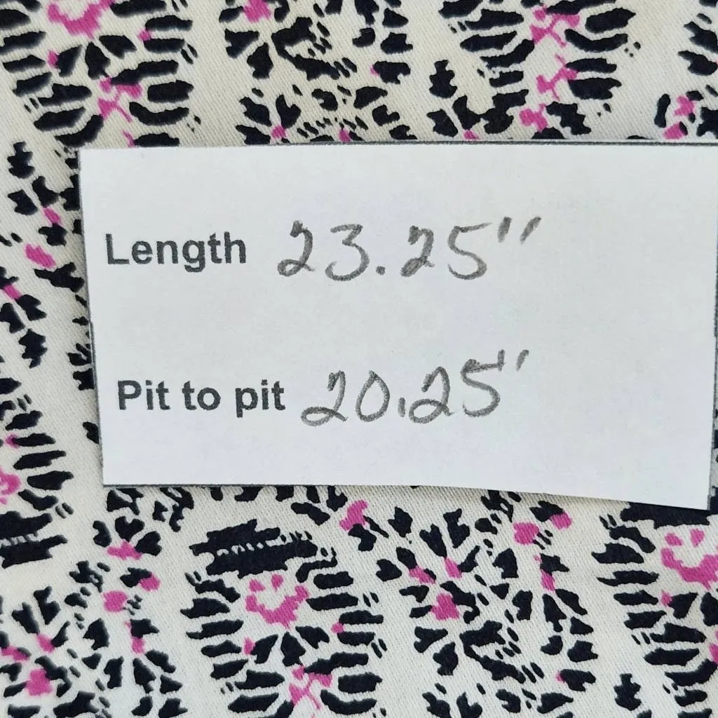 Gap Black and White Print Button Down Blouse Size Medium Gap Cotton Blouse - Image 9