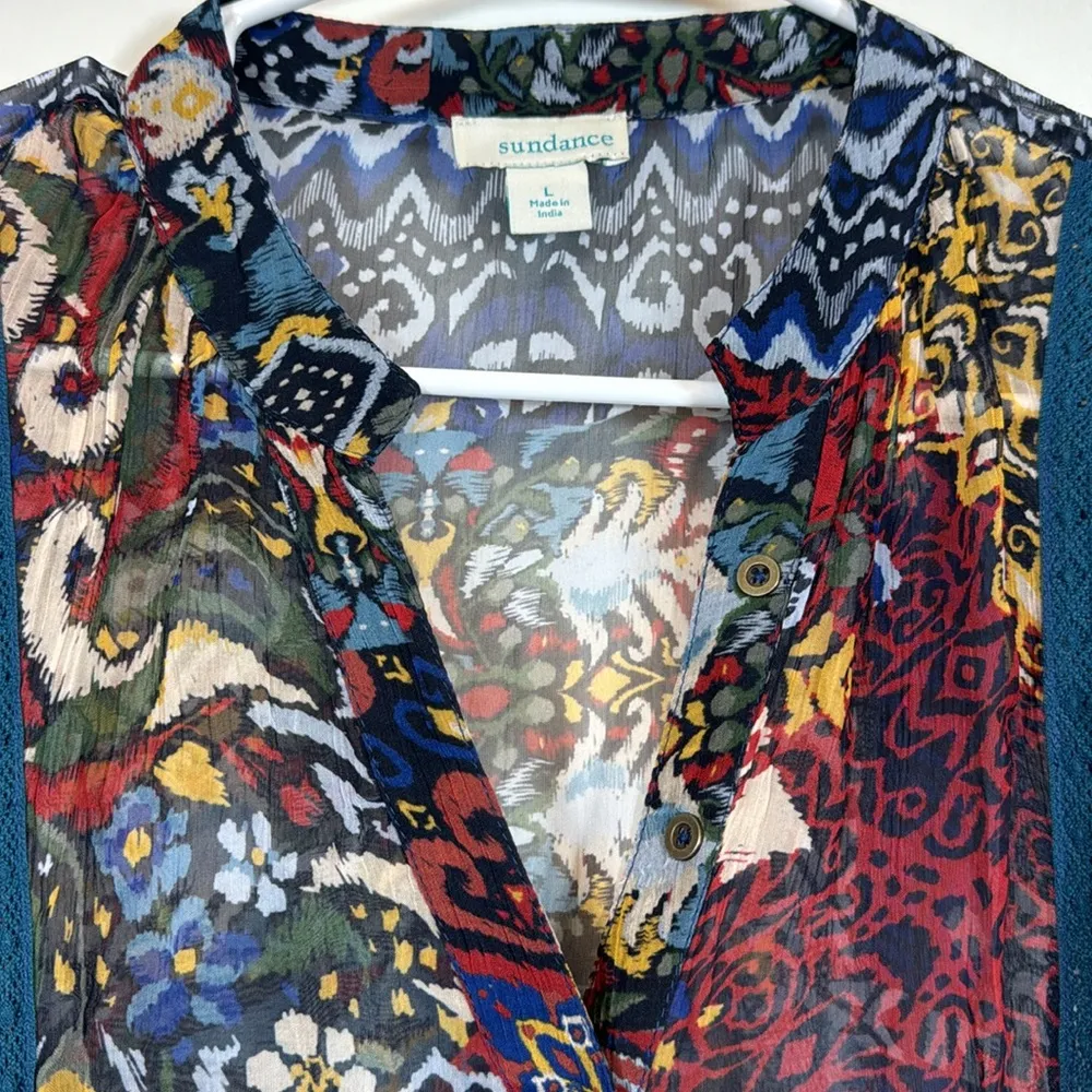 Sundance Dress Trephina Boho Bohemian Mix Print Dress Size Large EUC #VEG-0089 - Image 4