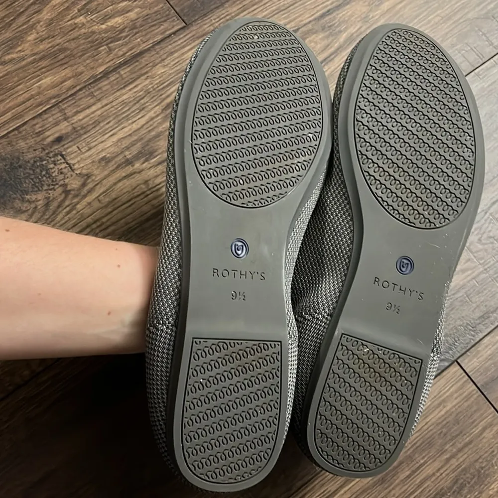 ROTHYS The Flat Pebble Gray Knit Rounded Toe Ballet Flats Slip On Shoes Size 9.5 - Image 3