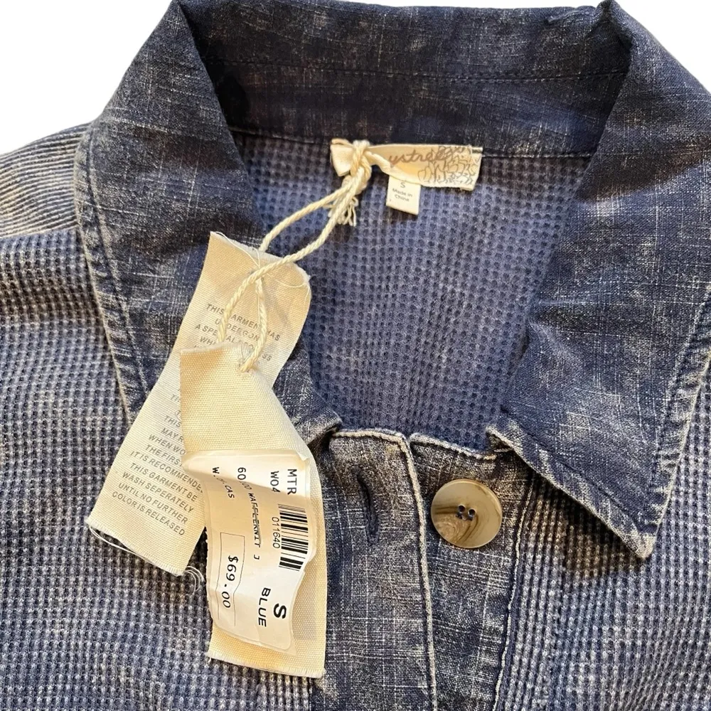 NWT, Mystree Cotton Waffle Knit Cropped Top in Acid Wash Blue, Sz S - Image 13