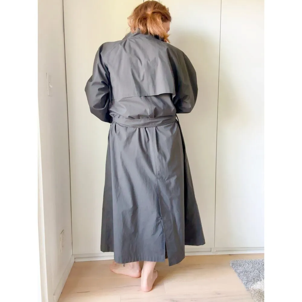 Vintage 80s Rain Trench coat Size Womens XL Mens L Gray Old Money Twee Classic - Image 6