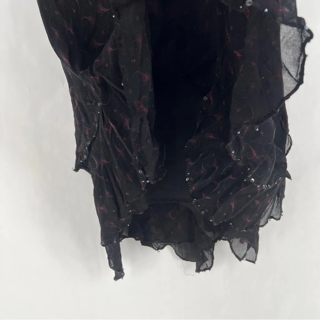 Style & Co. Y2K Whimsygoth Floral Chiffon Beaded Asymmetric Hem Midi Skirt‎ 6 - Image 6