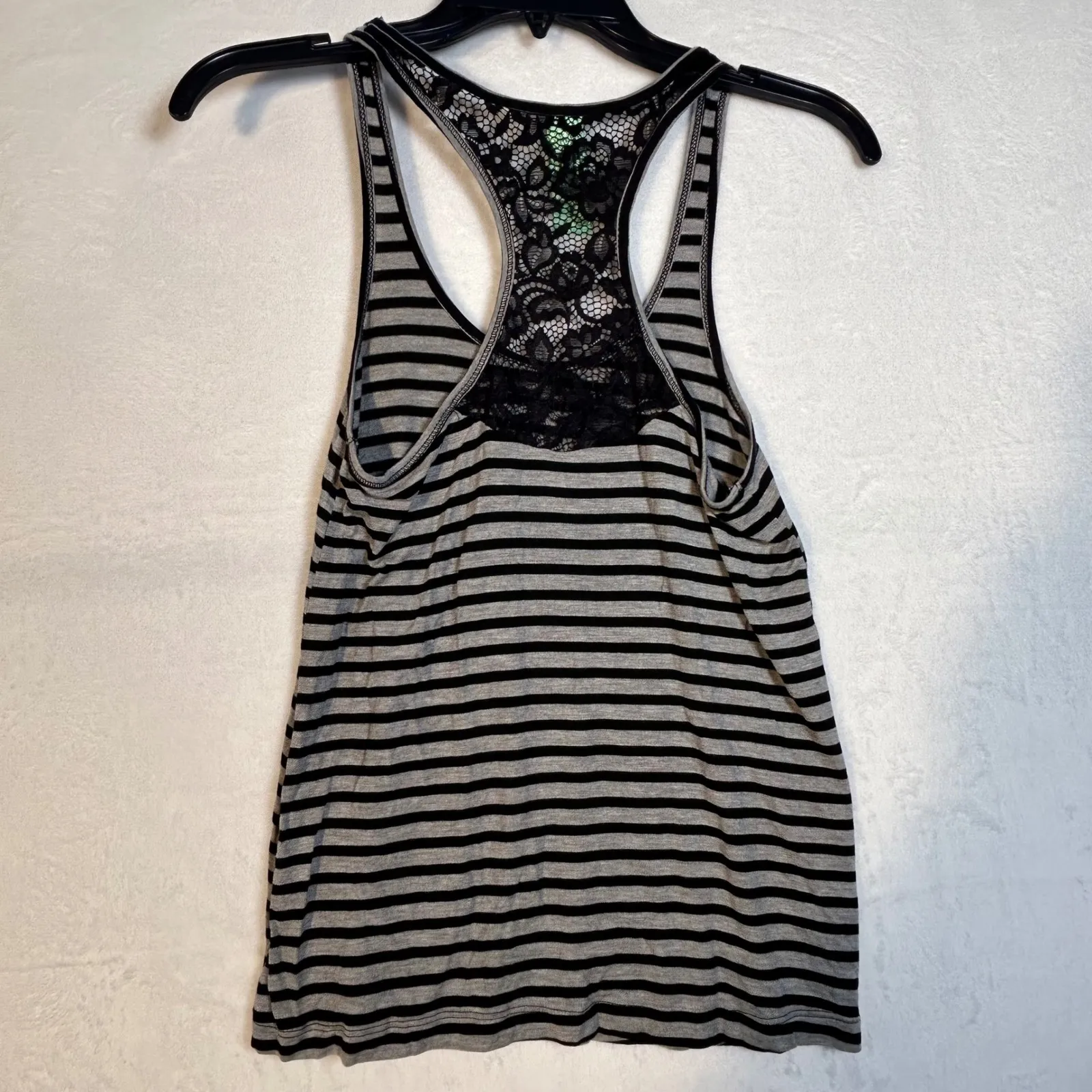 Honeydew Intimates Grey Black Stripe Racerback Tank Top Lace Small Sleepwear - Image 2
