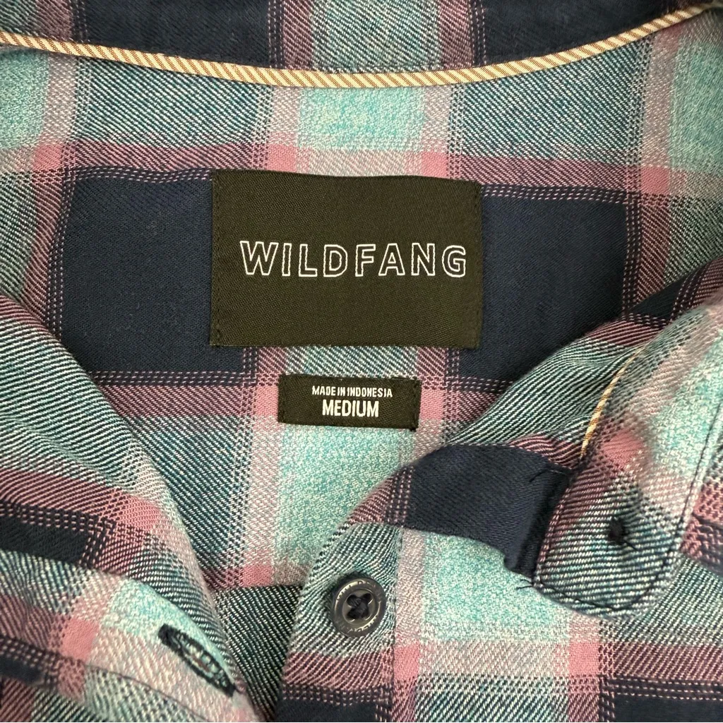 Wildfang The Essential Flannel Long Sleeve Shirt Dress Shacket Plaid Blue Pink Size M - Image 11