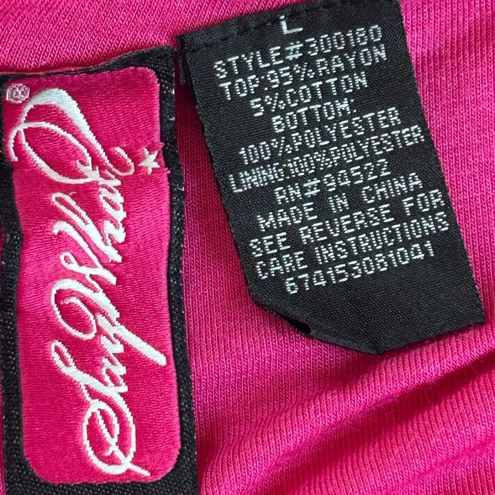 Vintage Y2K pink black shoulder tiered high school musical ruffle toile dress L - Image 4