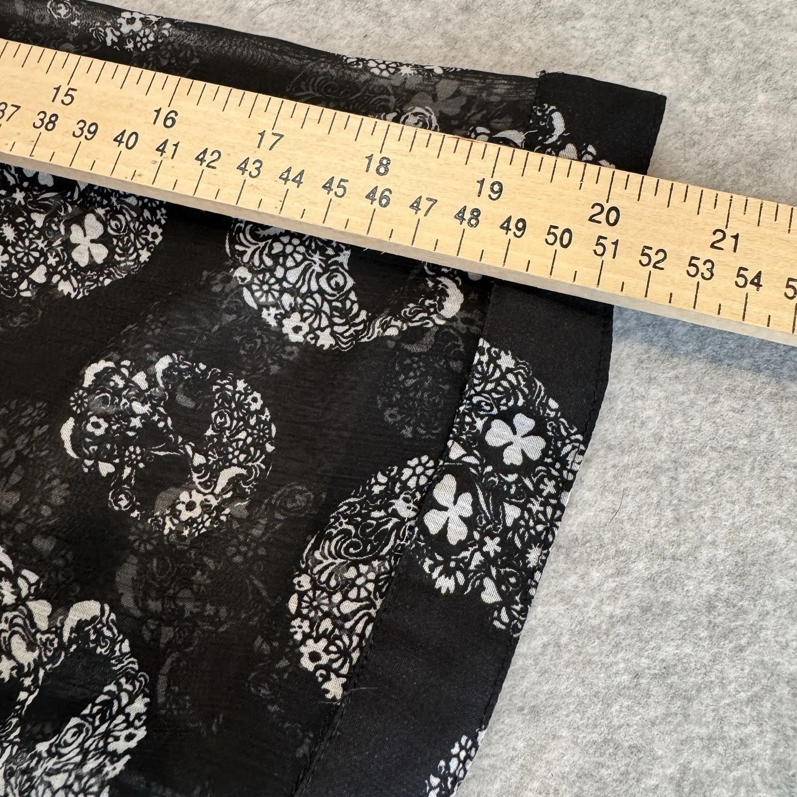 Rock 47 by Wrangler Sheer Skull Popover Top Women XL Black Witchy Goth Halloween - Image 14