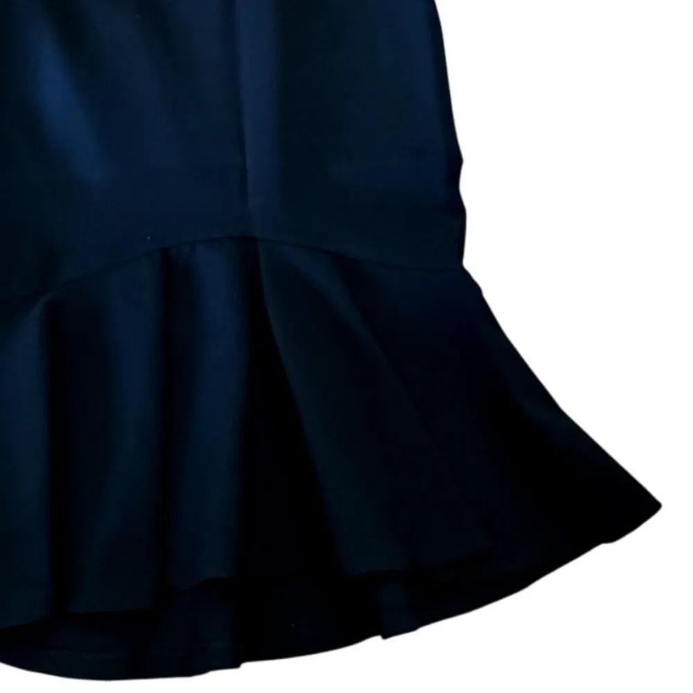 ZARA Black Skirt Peplum Hem Knee Length Zipper Closure Large NWT - Image 8