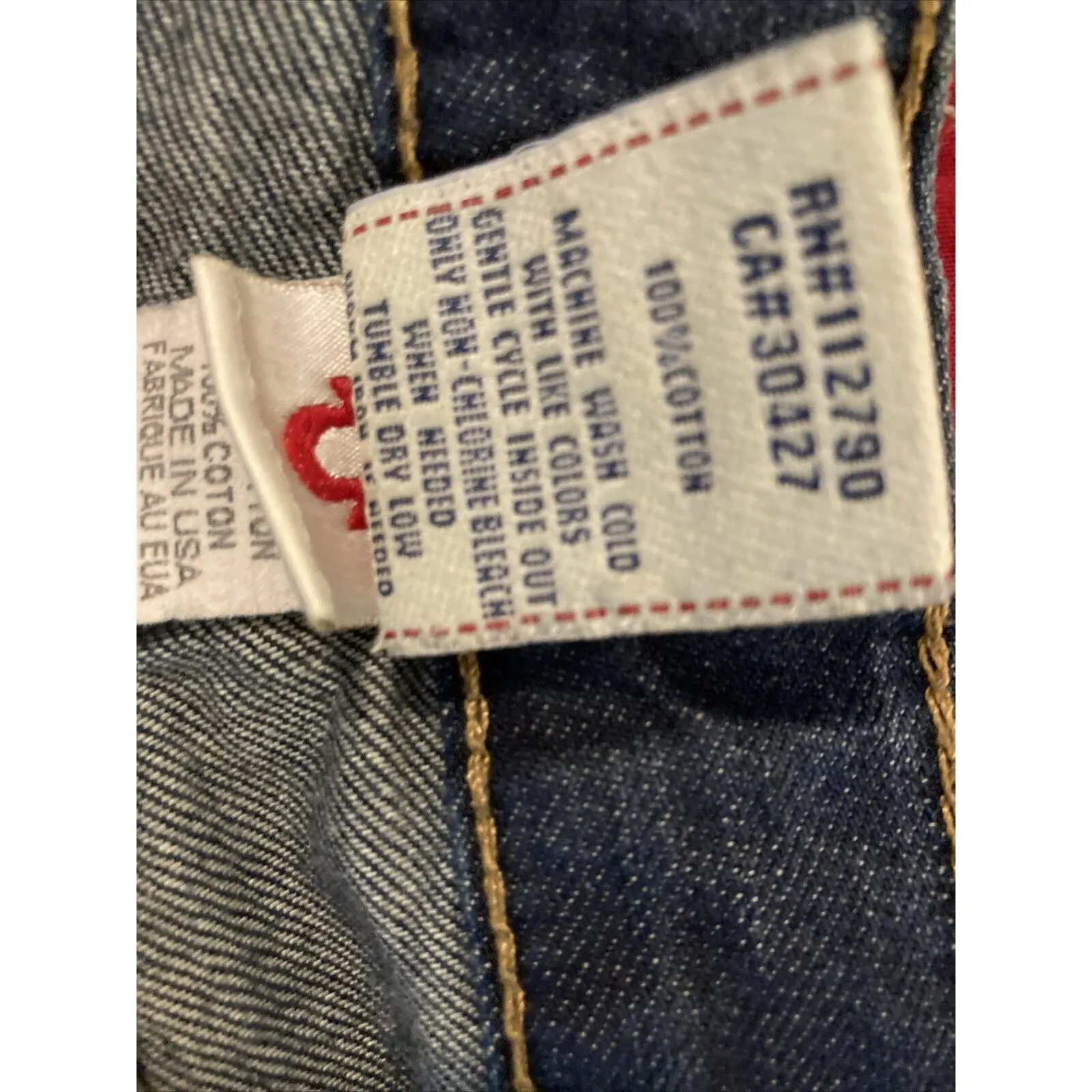 True Religion World Tour Drew Straight Distressed Jeans Women’s Sz 26 Button Fly - Image 9