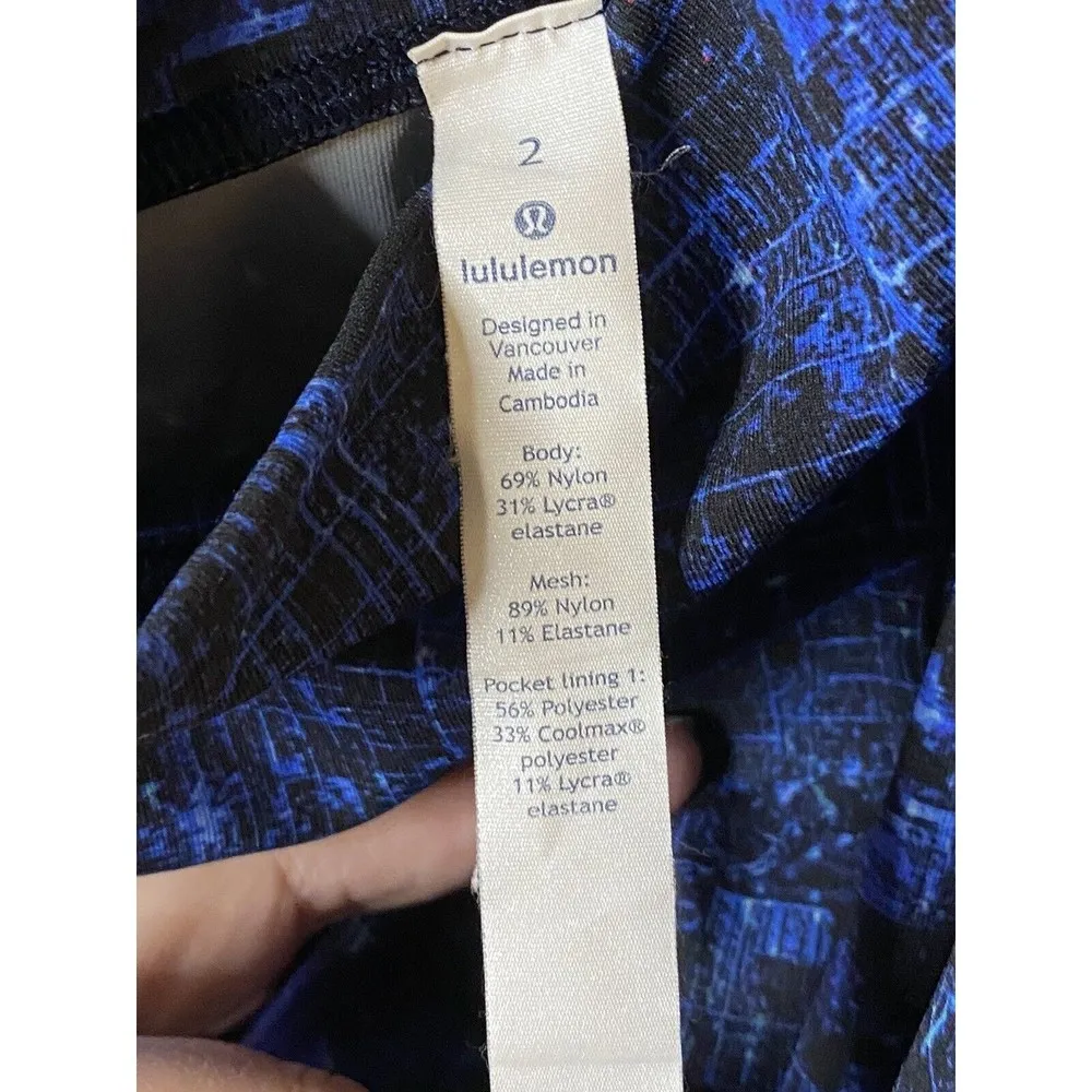 Lululemon Wunder Under Hi-Rise Blue City Lights 28" Active Leggings Women's Sz 2 - Image 4