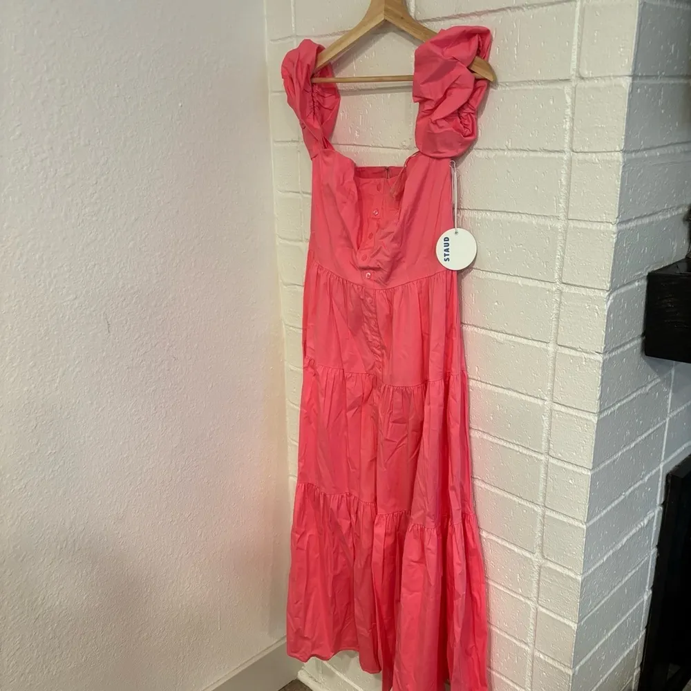 NWT Staud elio dress in pink plumeria - Image 5