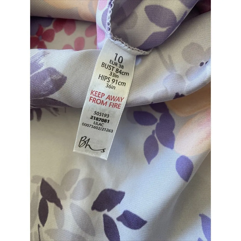 BHS Women's 10 Lilac Purple Floral Slip Dress Chemise‎ Size L - Image 7