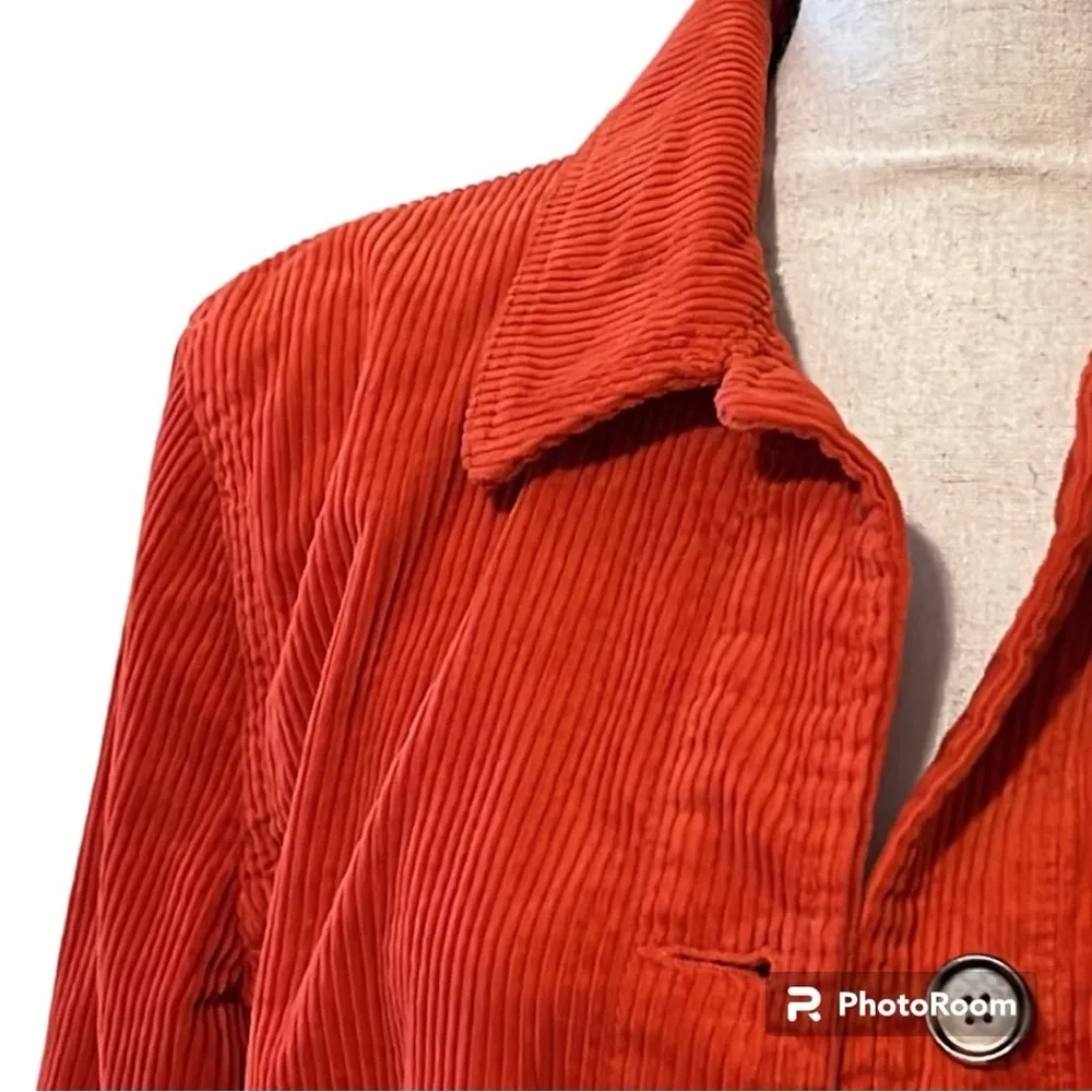 LOFT OUTLET size medium orange corduroy jacket 5 button front with pockets NWT - Image 2