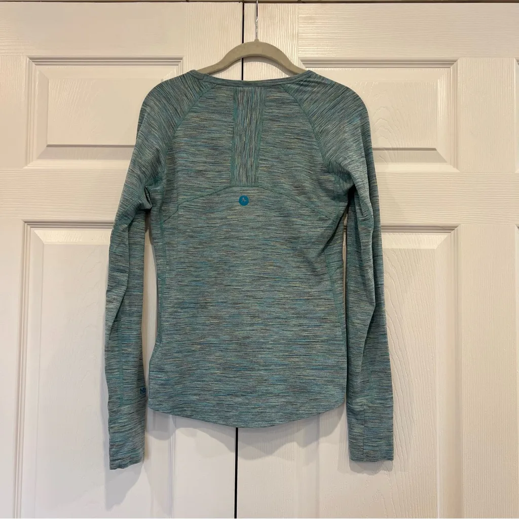 Marmot Striped Long Sleeve Tee Green Blue Womens Size Medium Hiking Outdoors - Image 2