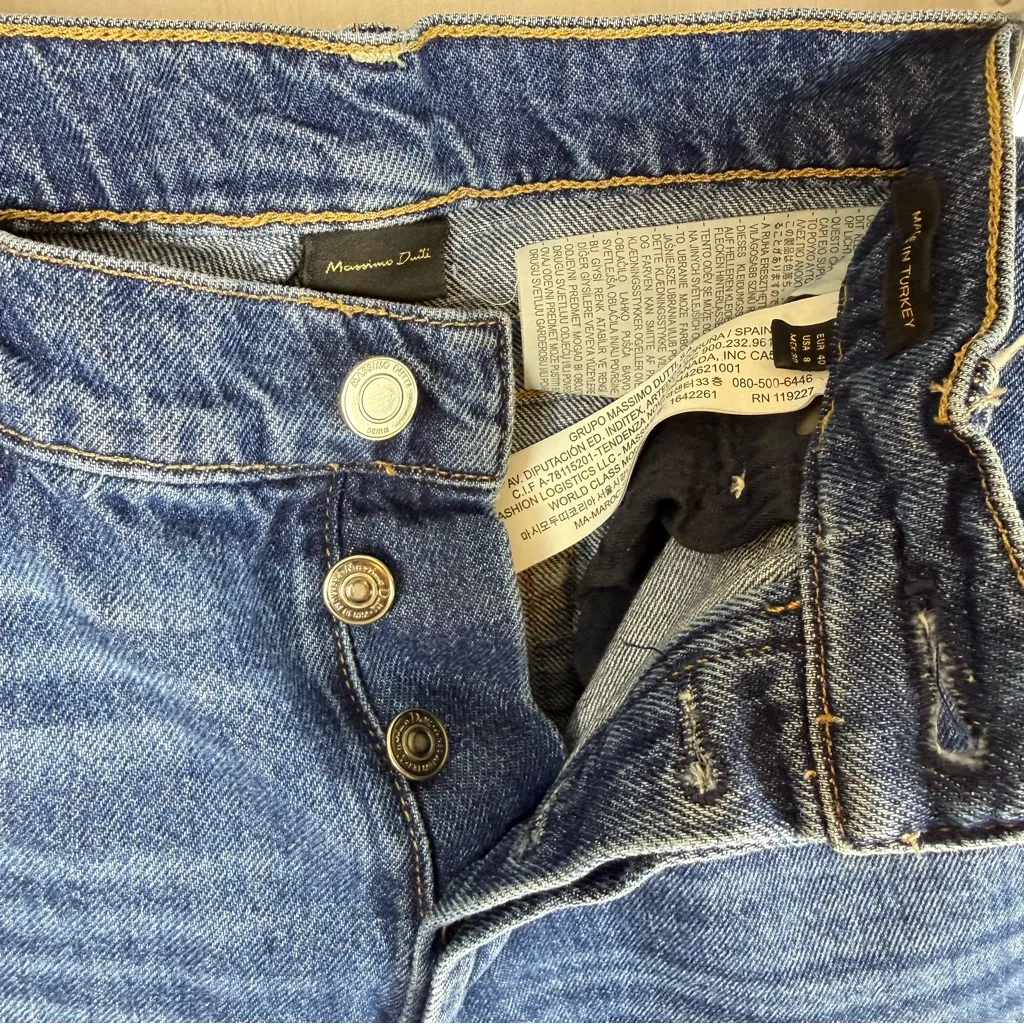 Massimo Dutti Women’s Size 8 EU 40 High Rise Straight Leg Blue Denim Jeans - Image 3