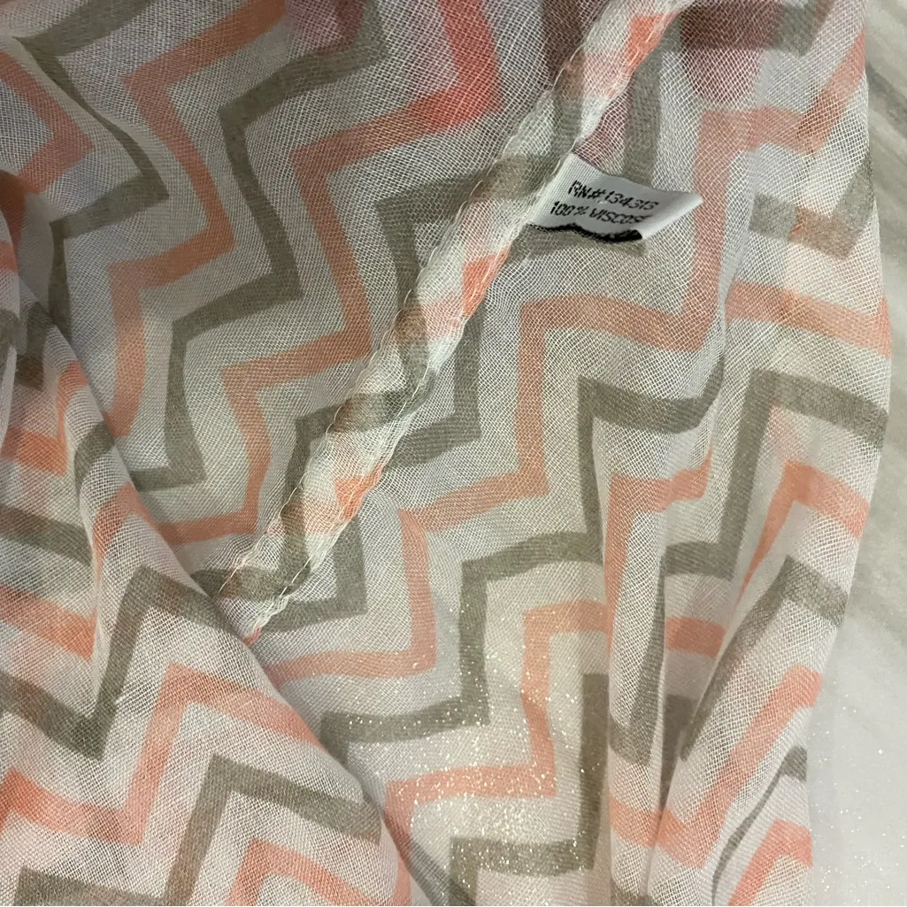 Pink and Gray Chevron Circular Viscose Lightweight infinity Scarf, One Size - Image 3