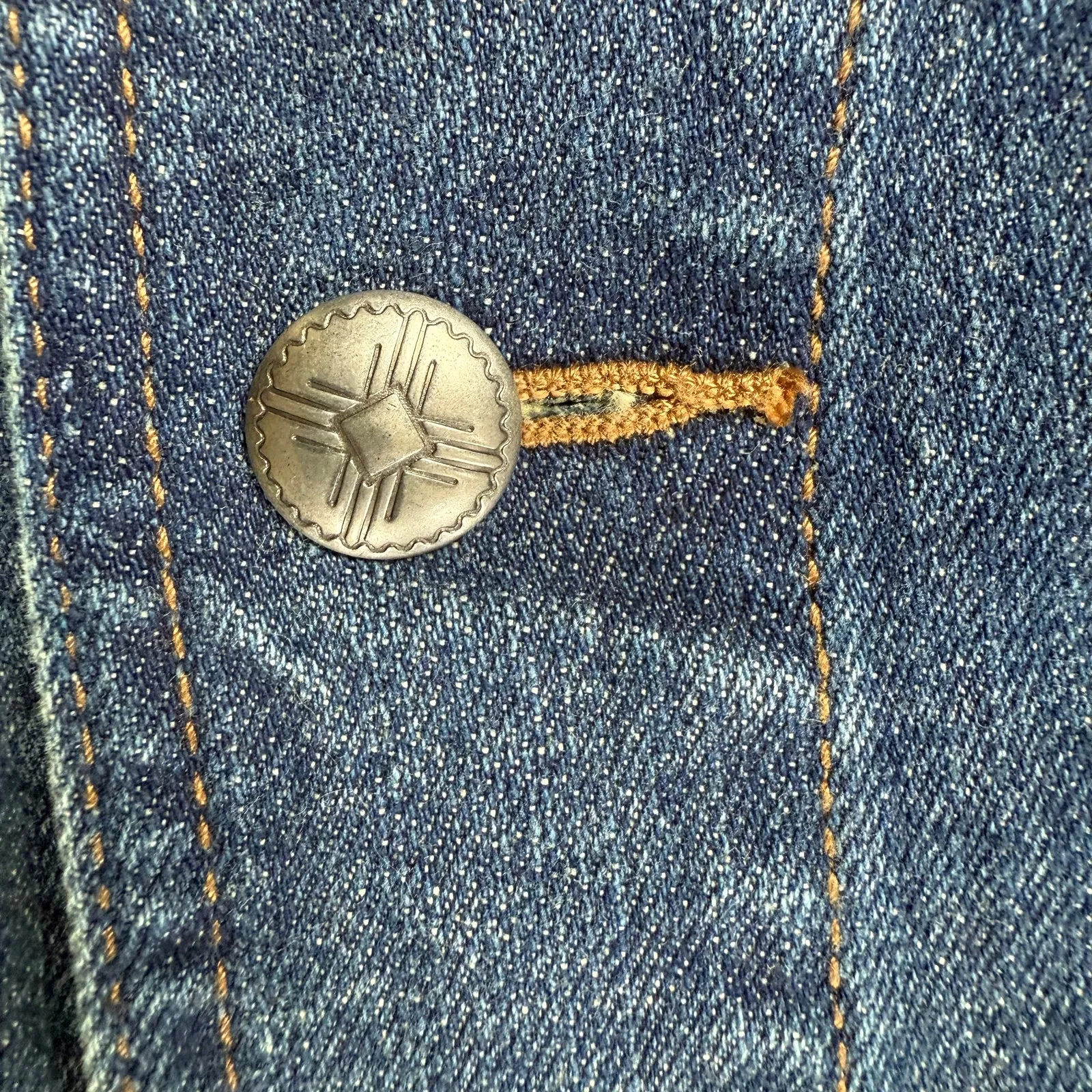 Vintage Chaps Denim Cropped Jean Jacket SZ M Patch Pockets Western Rodeo Boho - Image 6