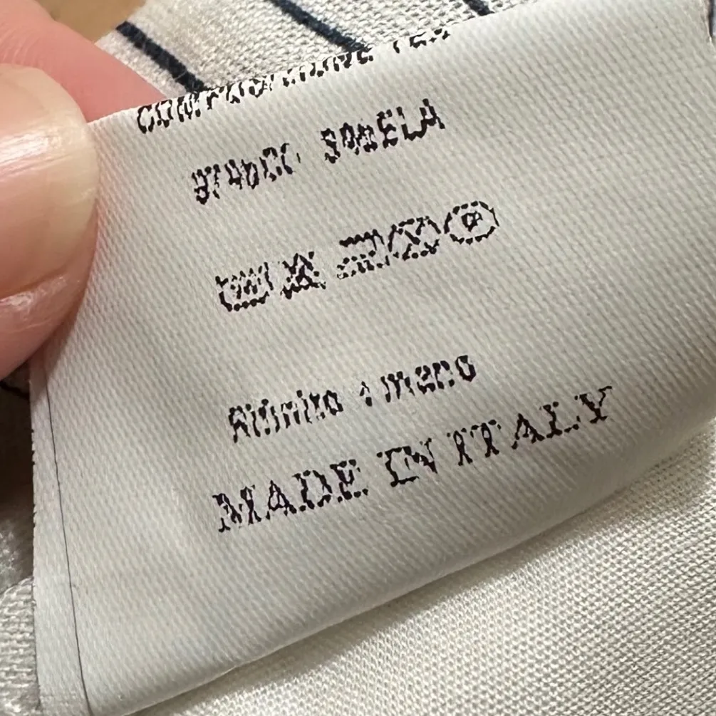 NEILL KATTE | NWT Striped Linen Blend Tie Waist Pants, Italy, EU 48, US 16 (XL) White Size undefined - Image 6