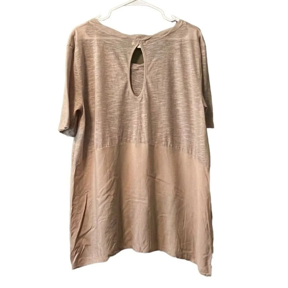 UMGEE Embroidered Floral Top Size Medium Beige/Tan Peasant Boho Festival Cottage - Image 2