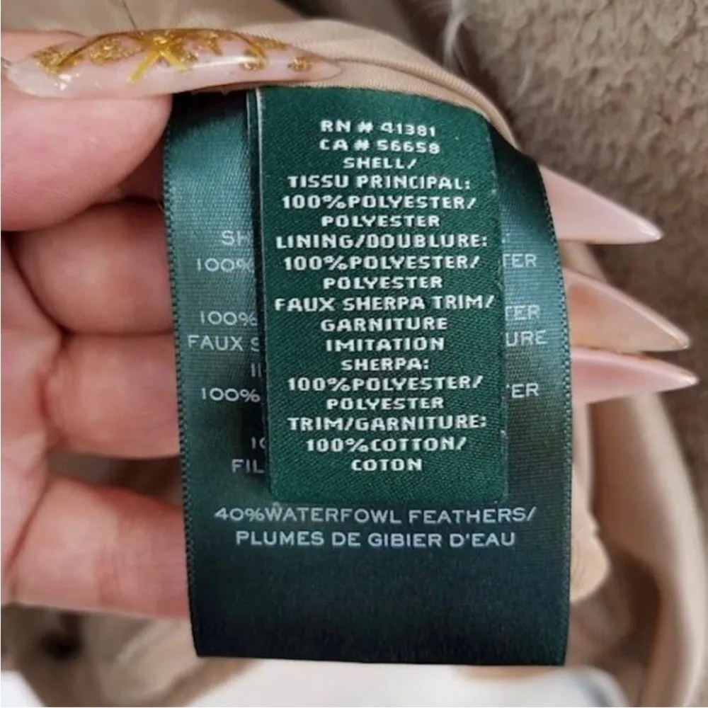 Ralph Lauren L faux fur trim hood full zip coat. Approximately Length 36 Bust 21 Tan Size L - Image 2