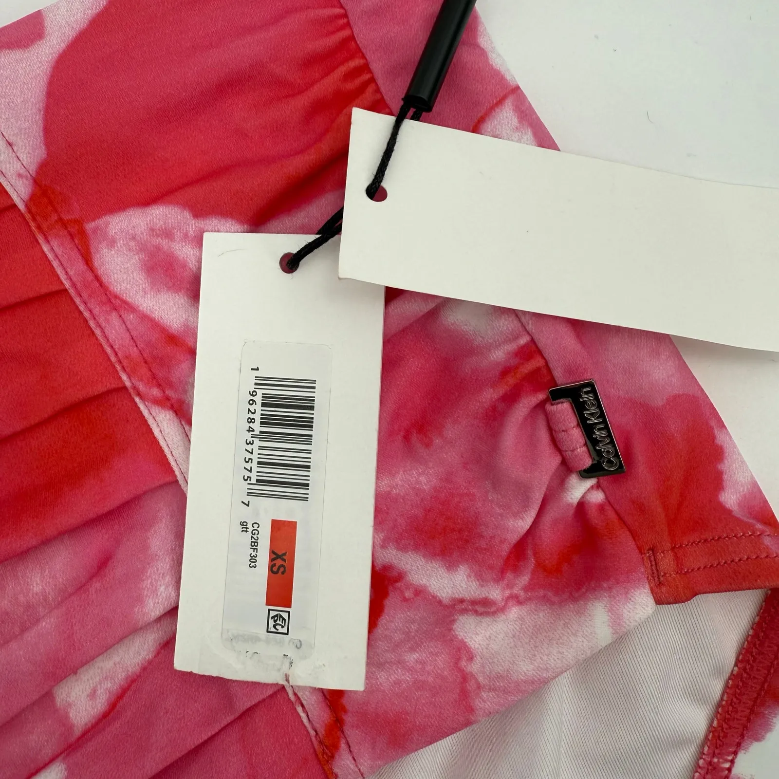 Calvin Klein Bikini Bottoms SZ Extra Small NWT Pleated High Waist Watercolor - Image 5